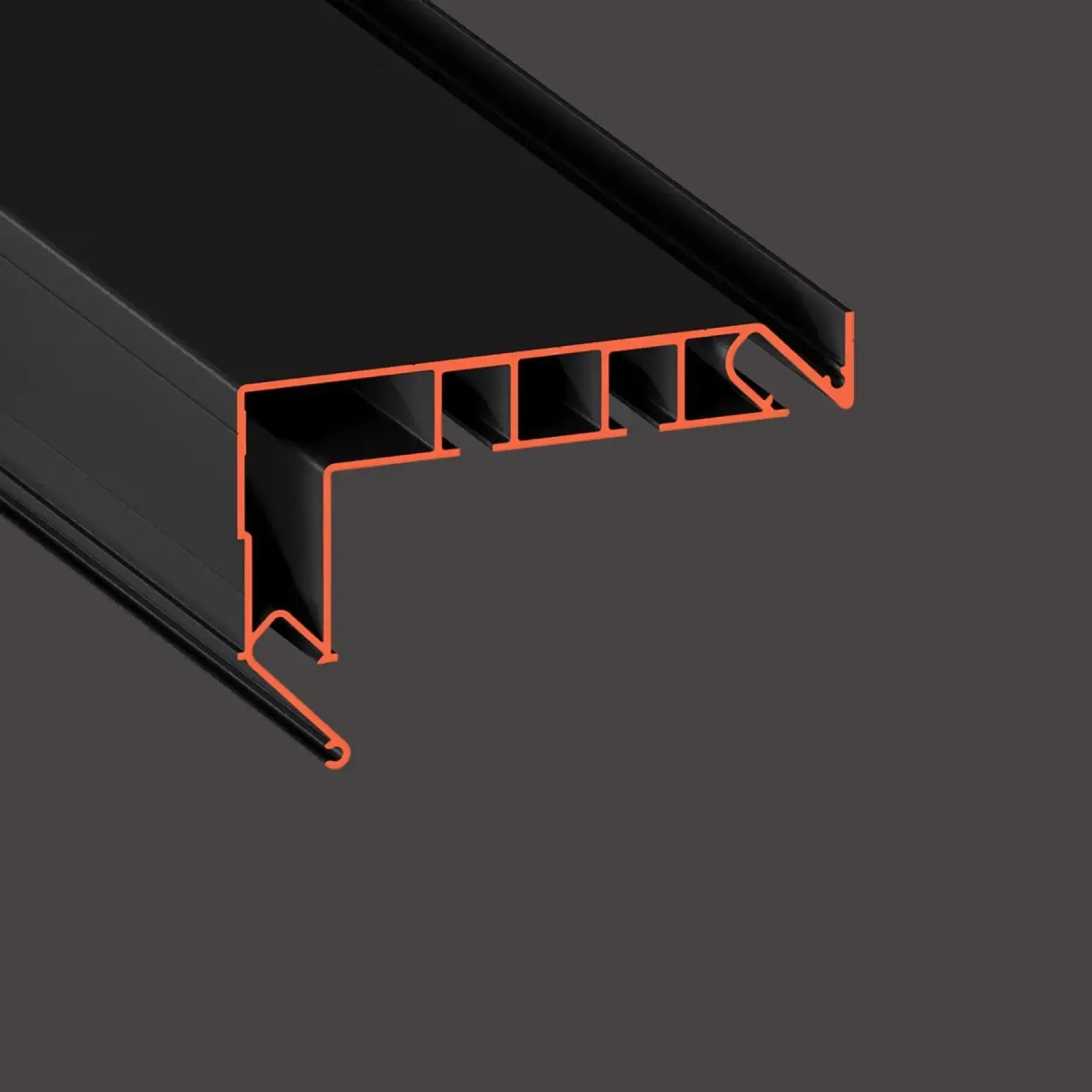 Профиль для изготовления скрытых карнизных ниш черный GARDINA2 02 (ПФ 8048)