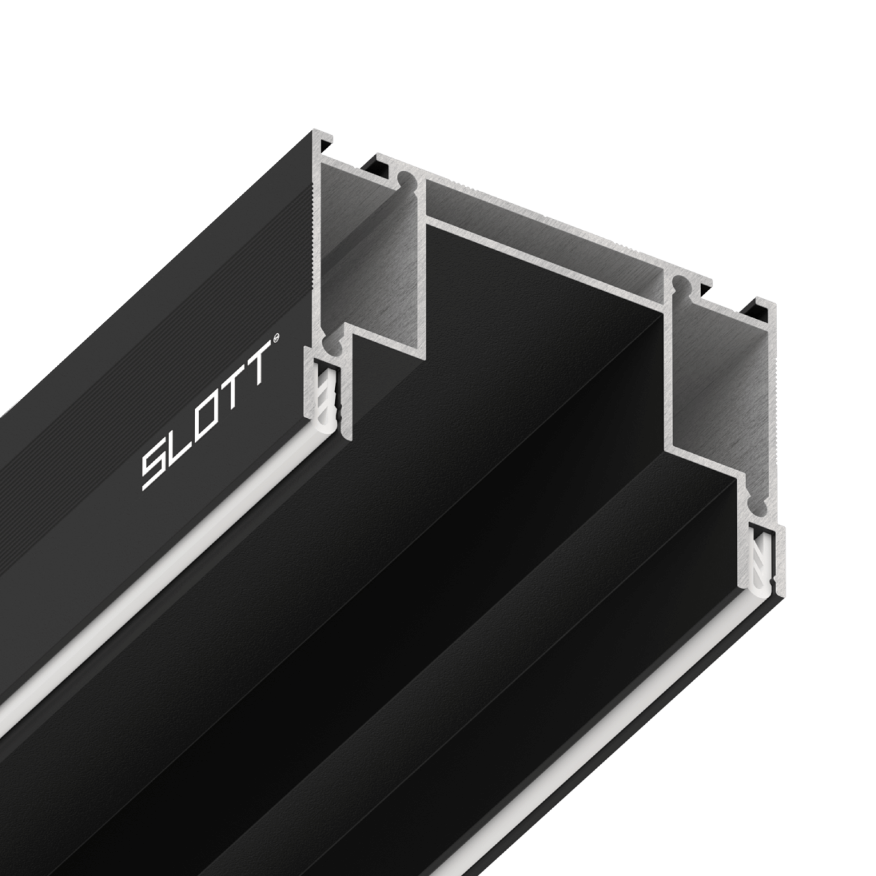 Система для встраивания однофазного трека (скрытый фиксатор светильника) черный SLOTT INTRUDER 