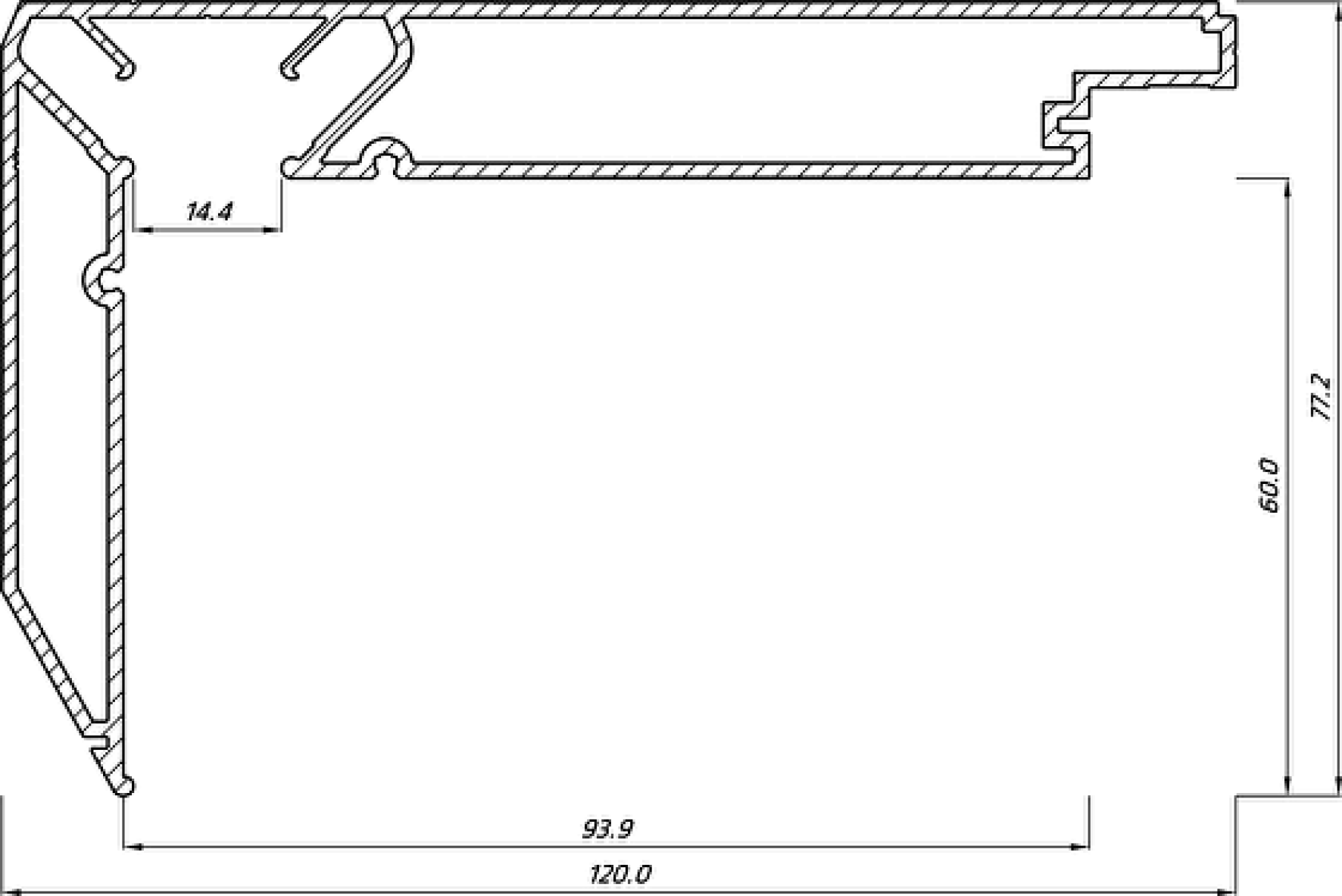 Профиль для изготовления прямых ниш для штор с подсветкой STANDART01 LED 60 ( 11263 обновленный )