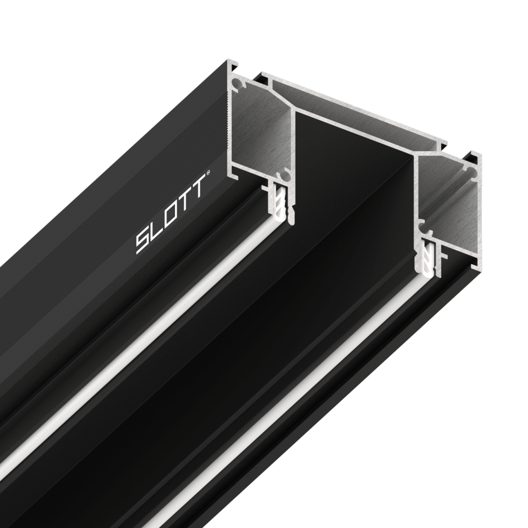 Система для встраивания трехфазного трека (видимый фиксатор светильника) черный SLOTT INTRUDER 