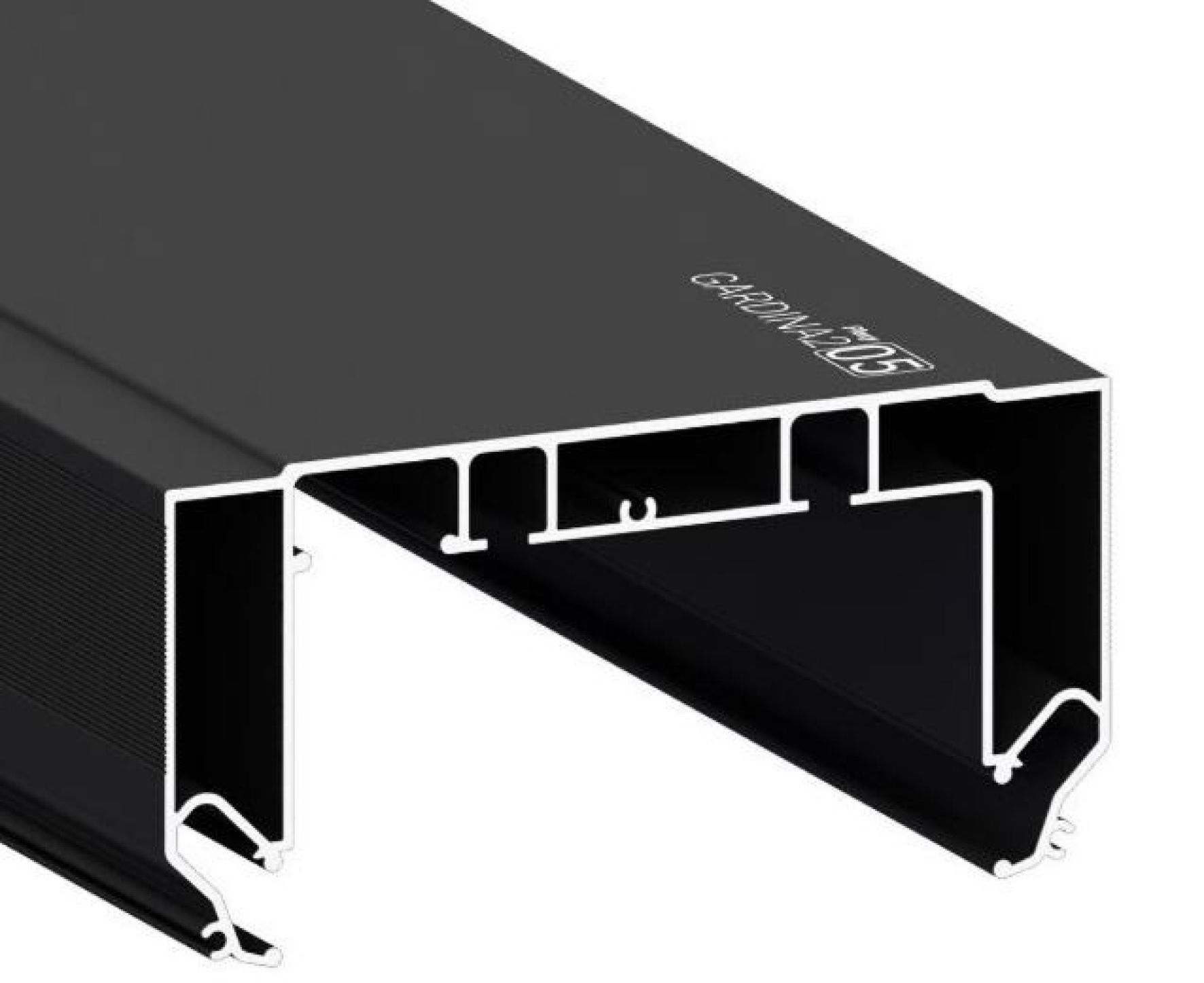 Профиль для изготовления скрытых карнизных ниш с подсветкой с двумя пазами черный GARDINA2 05 (ПФ 3255)