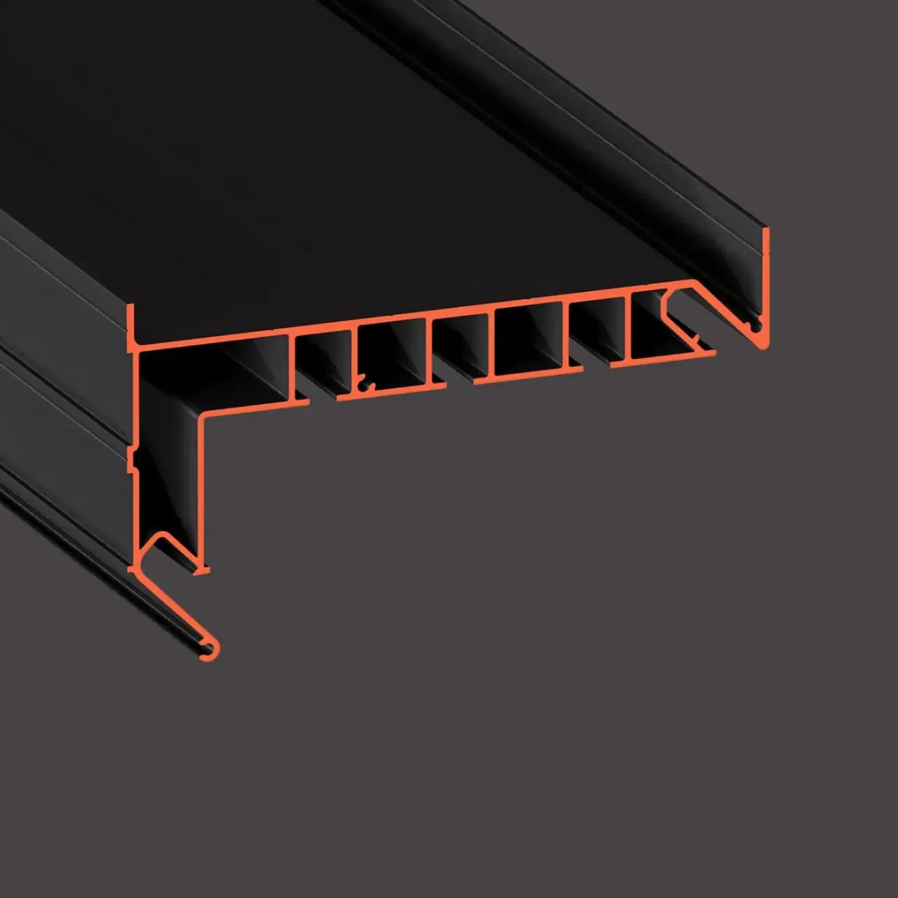Профиль для изготовления скрытых карнизных ниш с тремя пазами черный GARDINA3 03 (ПФ 8243)