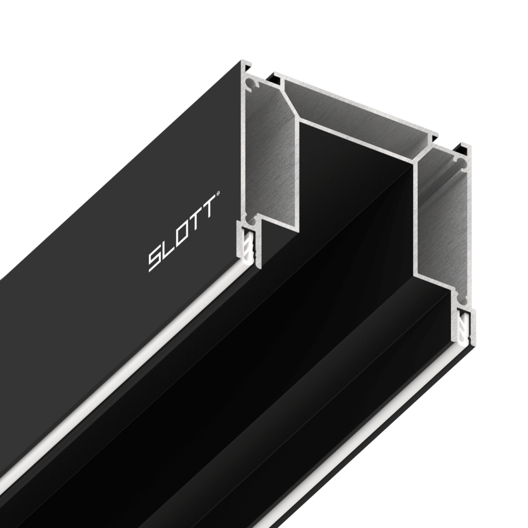 Система для встраивания трехфазного трека (скрытый фиксатор светильника) черный SLOTT INTRUDER