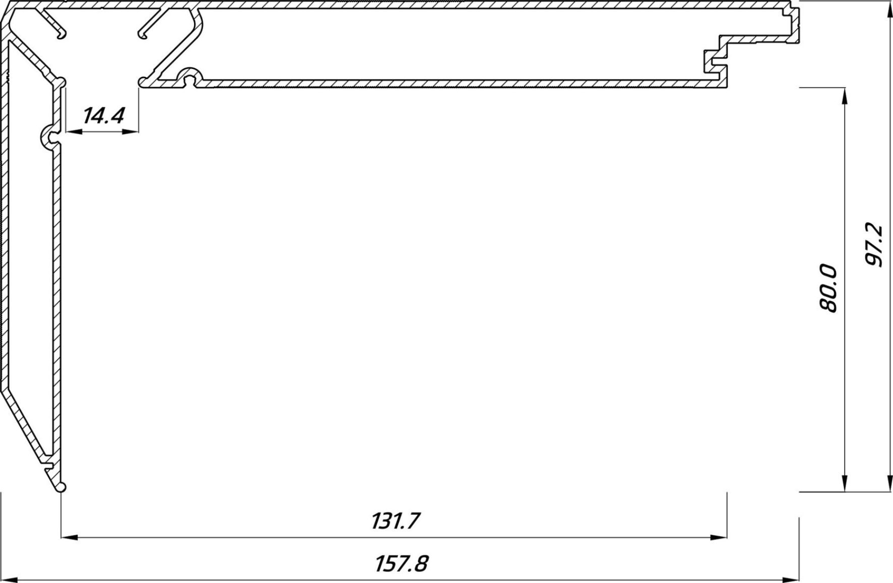 Профиль для изготовления прямых ниш для штор с подсветкой STANDART01 LED 80 ( 11262 )