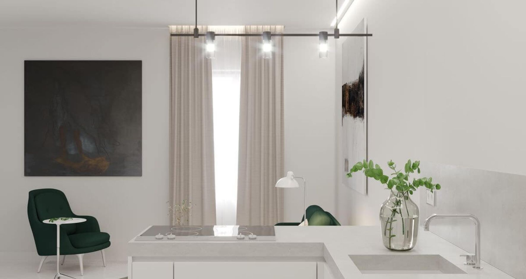 Карниз/система для штор с рассеивателем белая SLOTT PARSEK 2.0 