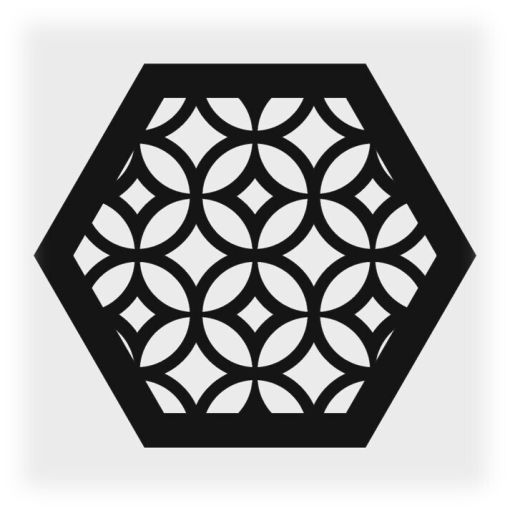 Решетка магнитная, черная\белая , шестигранная (Круги-Ромбы)