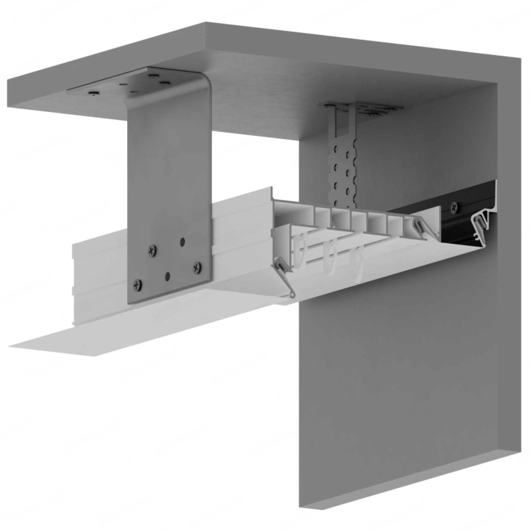 Профиль для изготовления скрытых карнизных ниш с тремя пазами GARDINA3 03 (ПФ 8243)