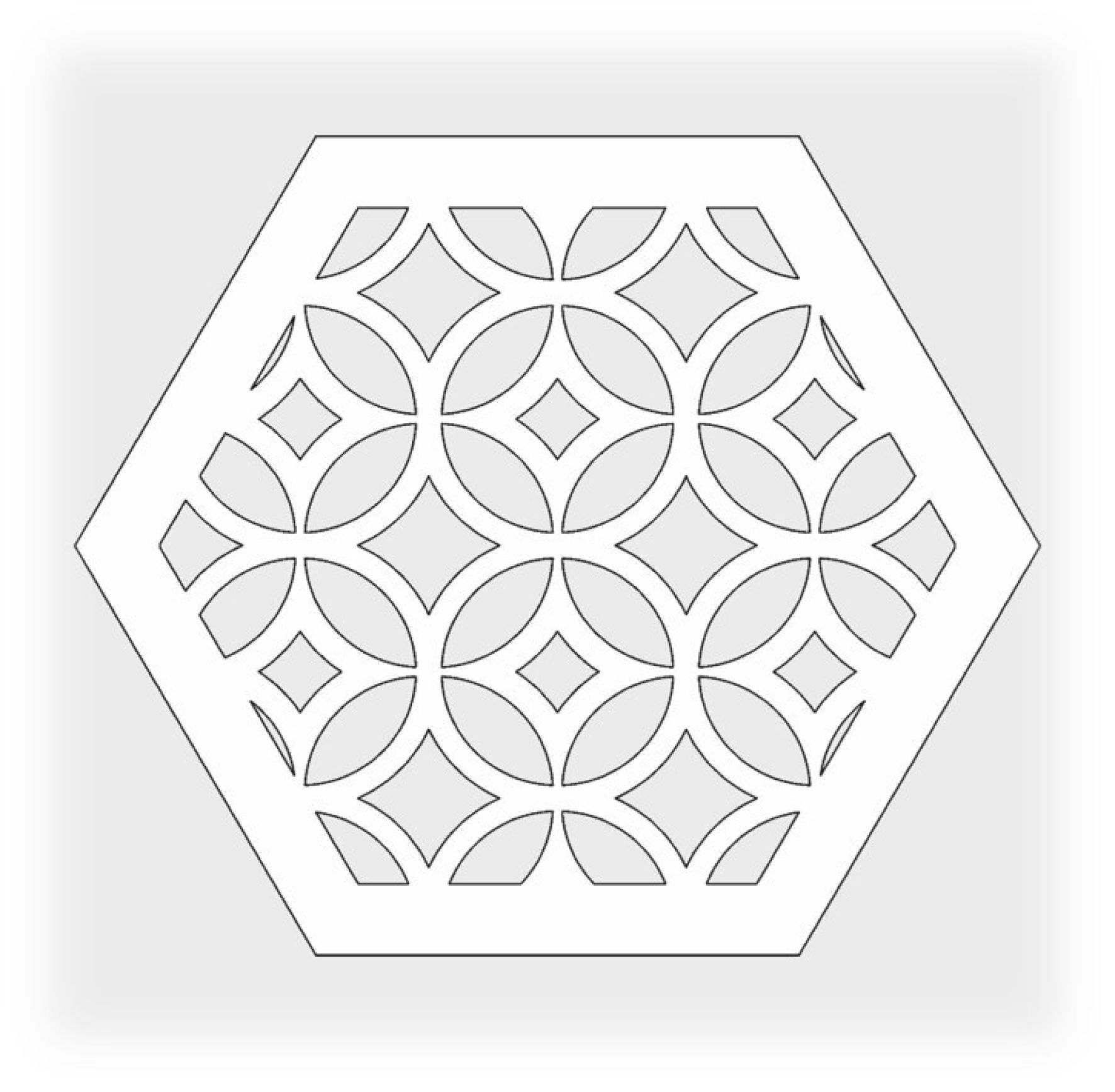  Решетка магнитная, белая, шестигранная (Круги-Ромбы) D125 (наружный 150)