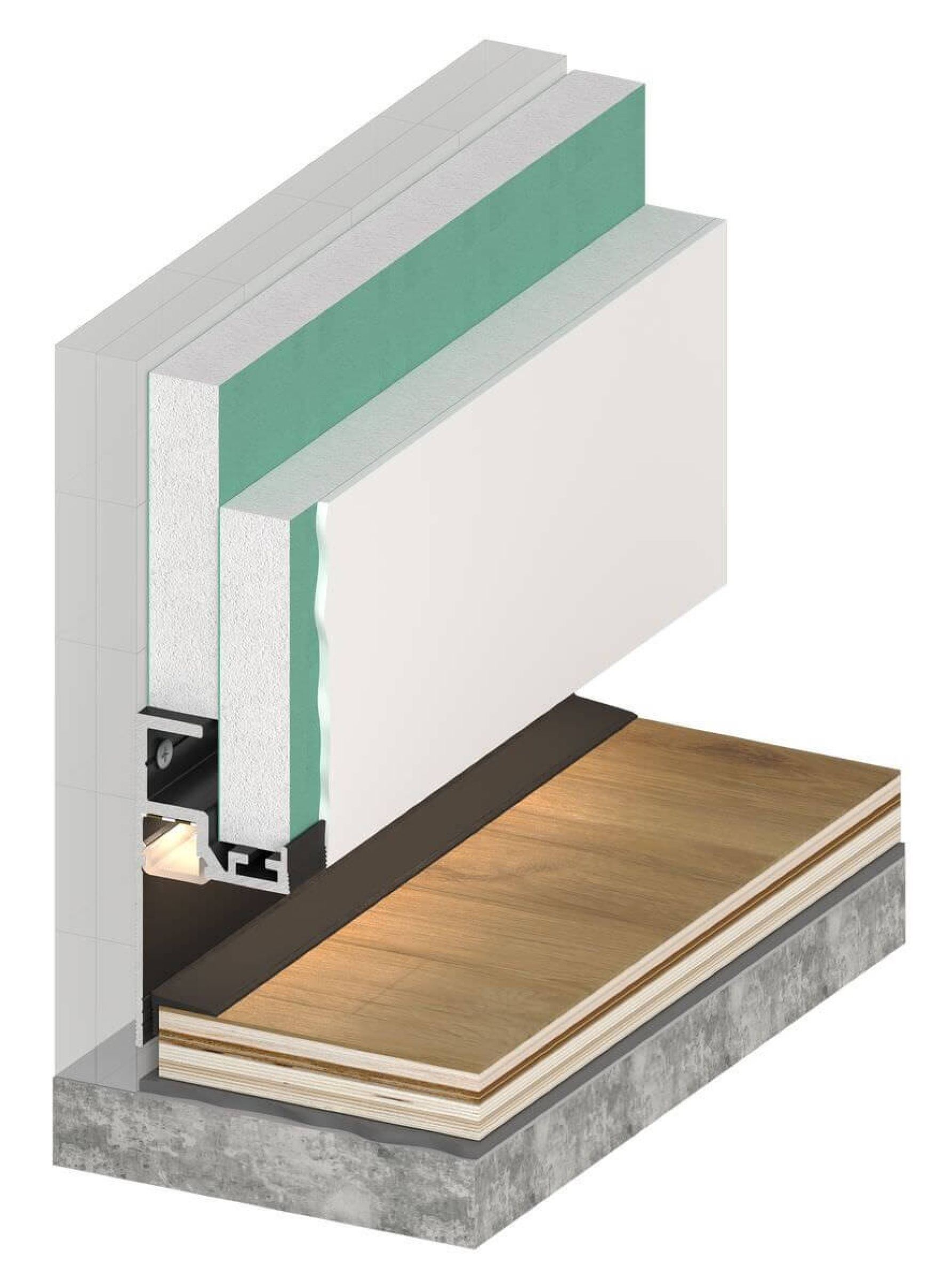 Теневой плинтус с рассеивателем и уголком 11,3*7 мм KRAAB GIPPS 