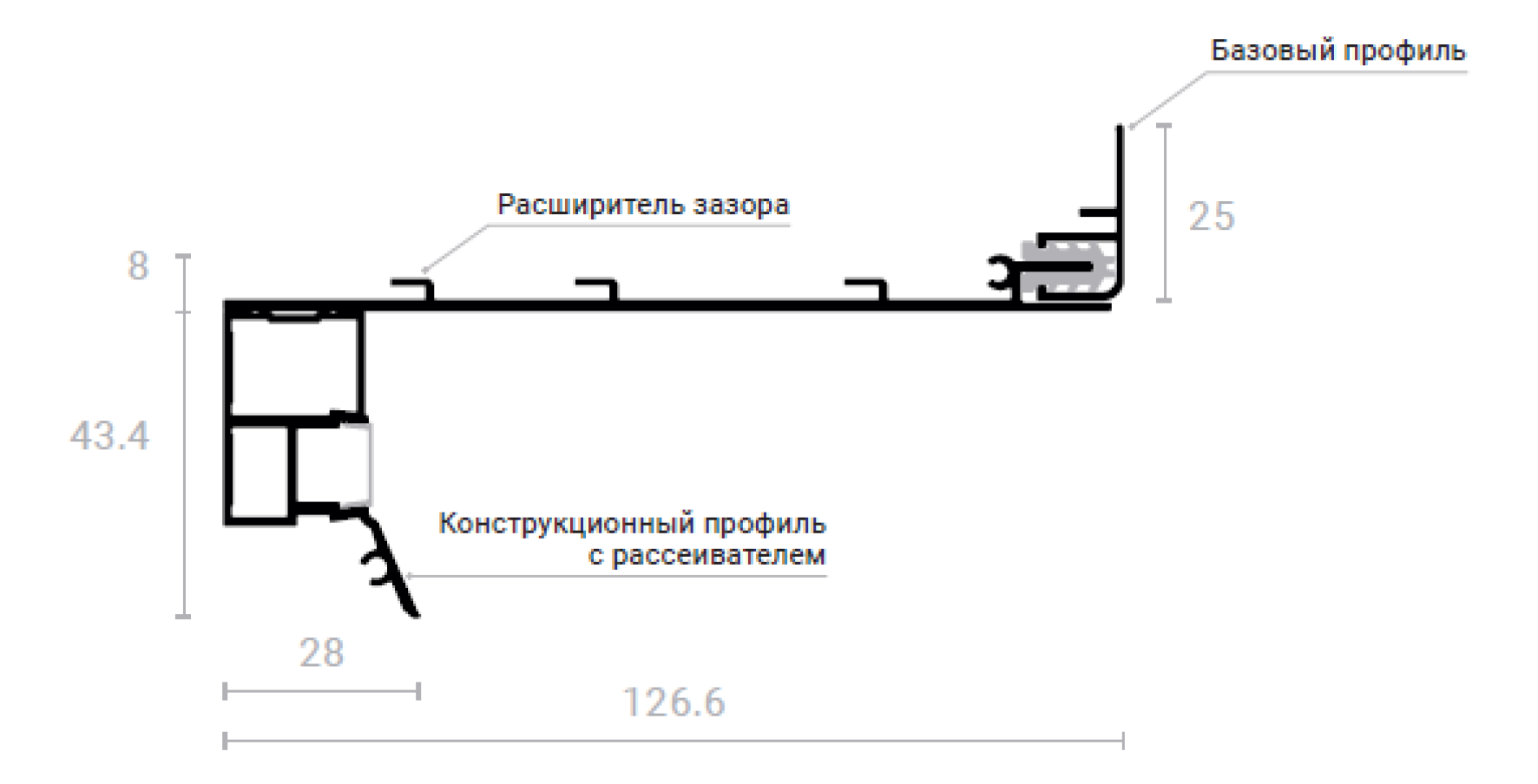 Парящий профиль черный UMBRA