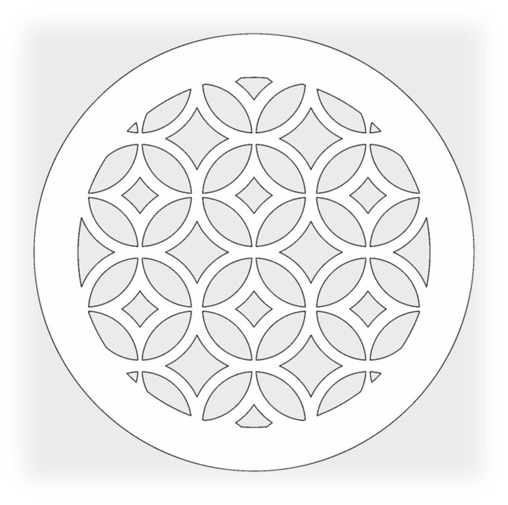 Решетка магнитная, белая, круглая (Круги-Ромбы) D125 (наружный 150)