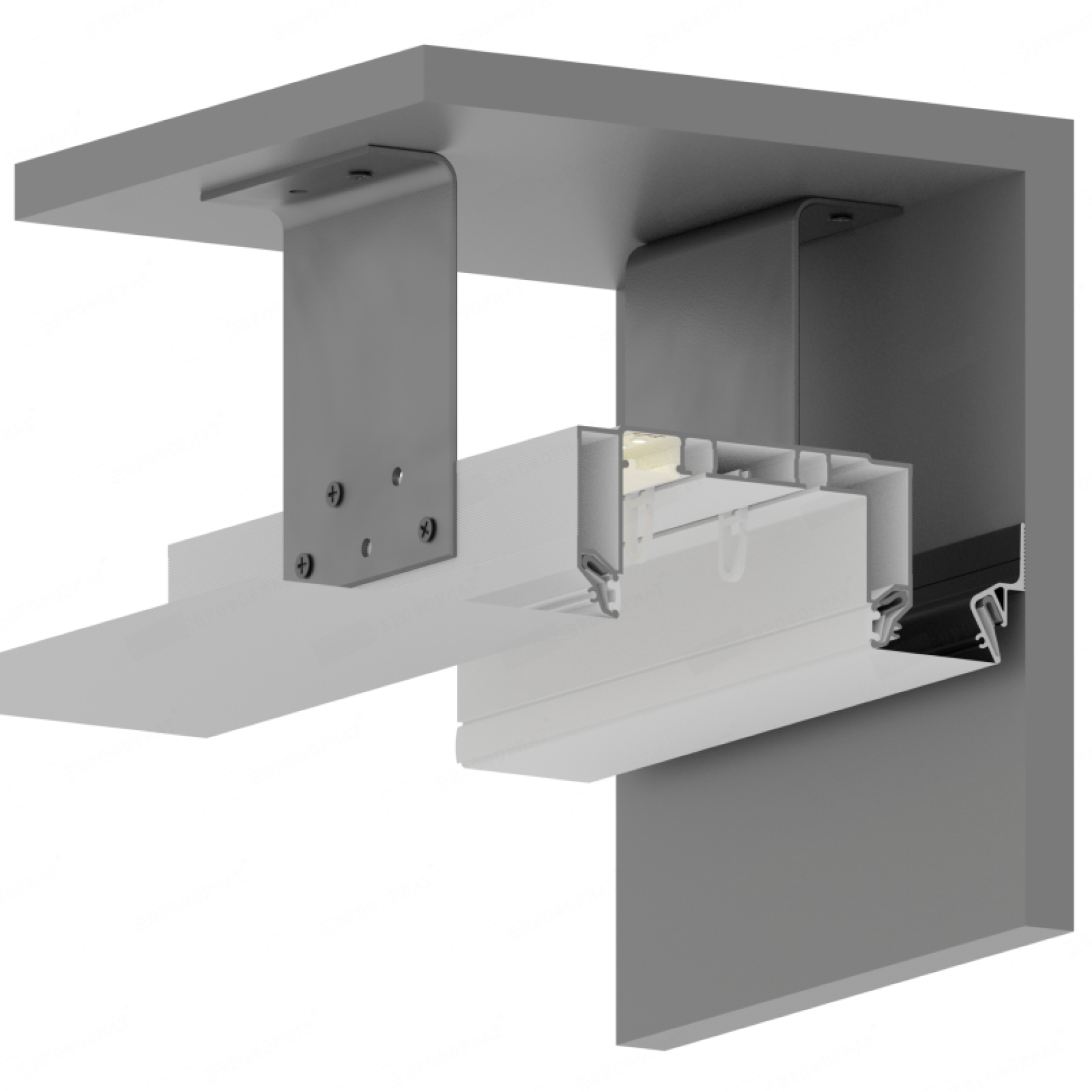 Профиль для изготовления скрытых карнизных ниш с подсветкой с двумя пазами GARDINA2 05 2.0 (ПФ 11058)