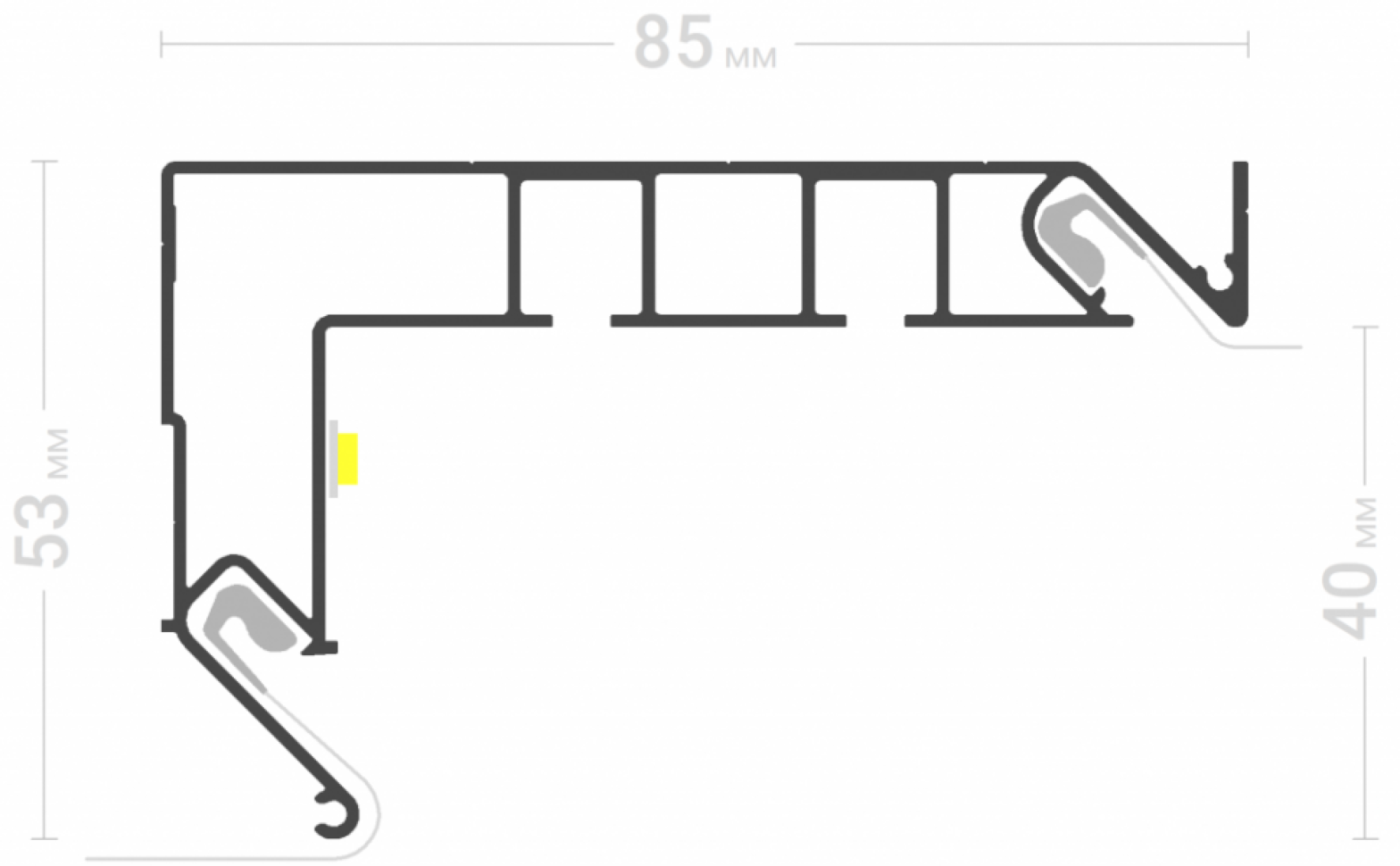 Профиль для изготовления скрытых карнизных ниш черный GARDINA2 02 (ПФ 8048)